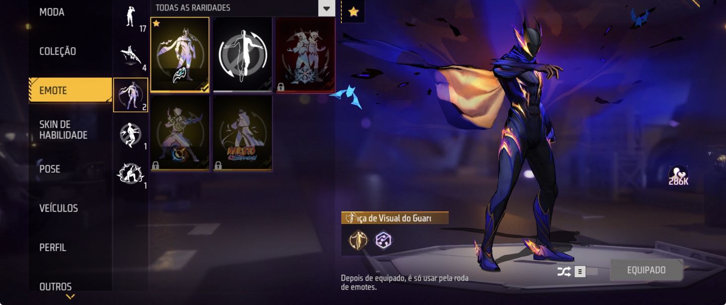 OPORTUNIDADE ÚNICA 6 EVOLUTIVAS+NARUTO+PUNHO+SKIN LENDARIAS+EMOTE DE ENTRADA