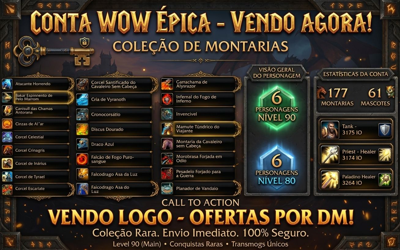 VENDA DE CONTA WOW ÉPICA - COLECIONADOR & ENDGAME PRONTO