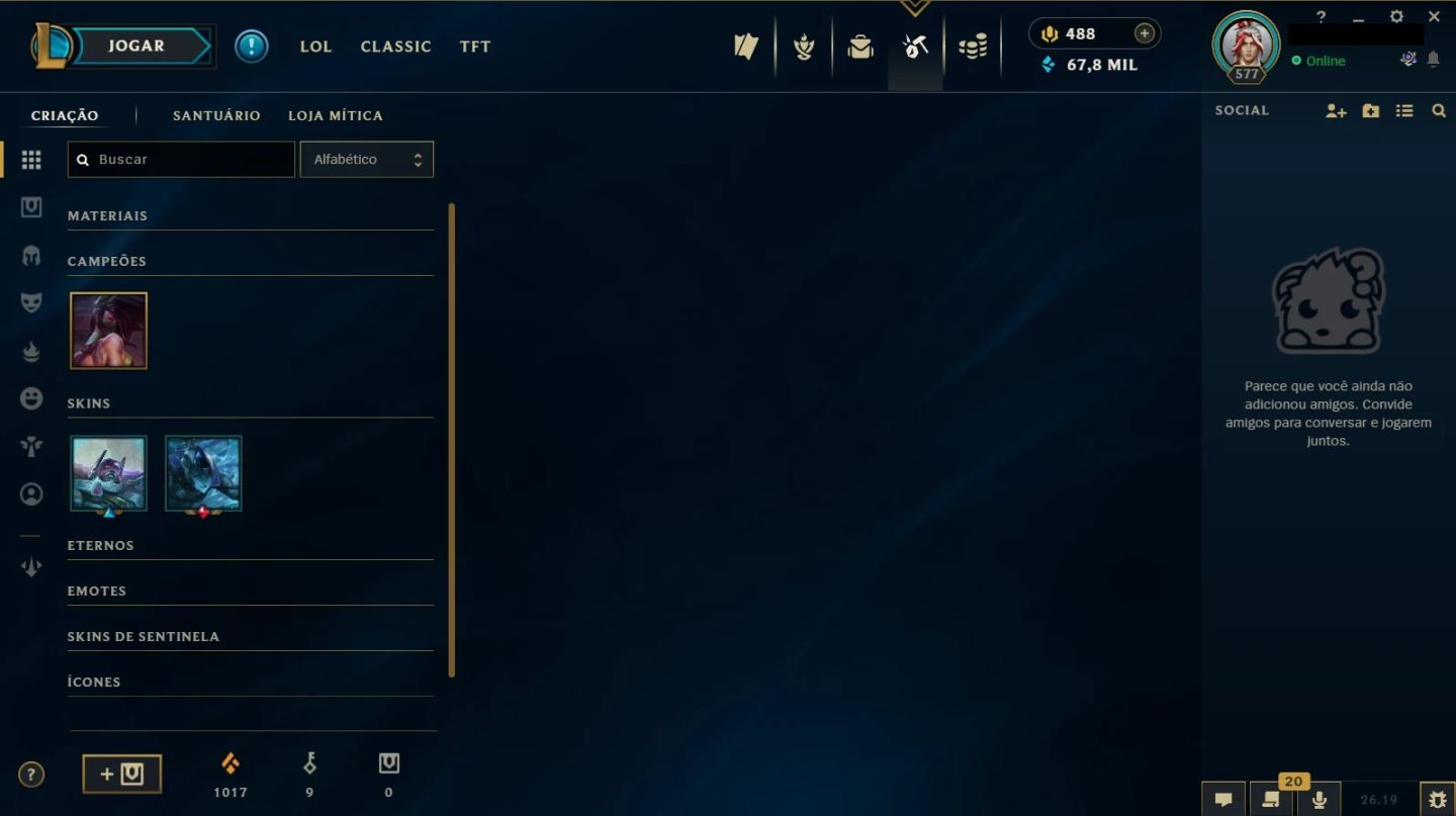 Conta com 501 skins