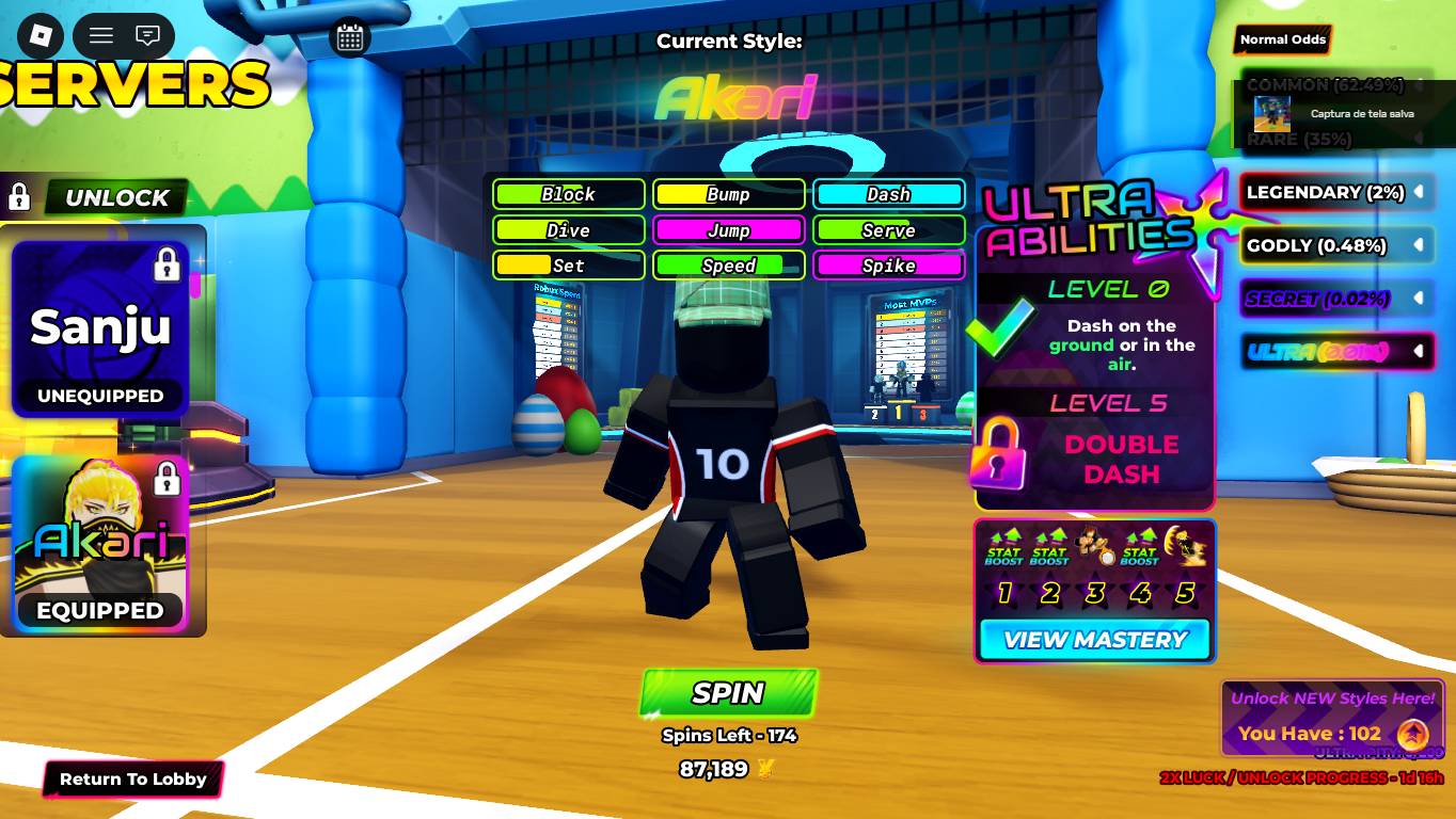 Conta de volleyball legends com [ TSH + AKARI + ENCHO + SANJU ] level + 130