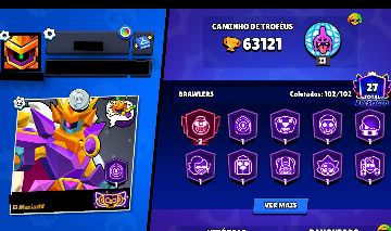 CONTA BRAWL STARS c/ TODOS OS BRAWLERS!! +63K TROFÉUS!! 72 HYPERCARGAS!!