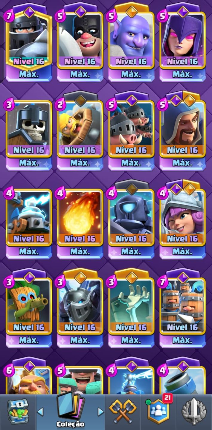 MELHOR CONTA ANUNCIADA! 85/122 CARTAS FULL MAX! QUALQUER DECK DA PRA FAZER!