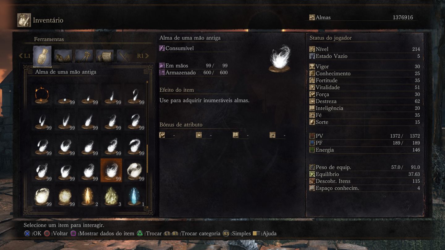 DARK SOULS 3 - ALMAS/ EQUIPAMENTOS/ ARMAS/ ANEIS E DEMAIS ITENS - Para PS4/PS5