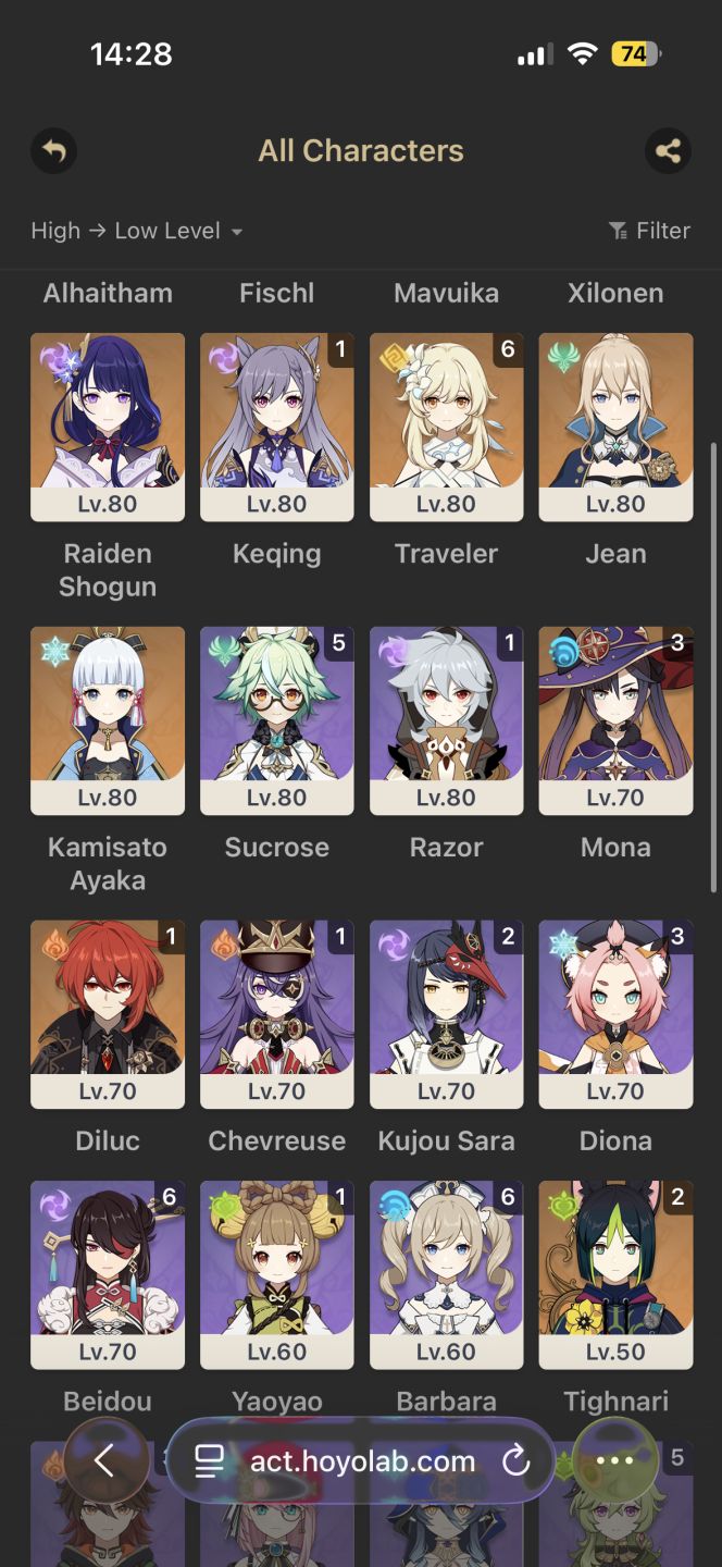 Conta honkai nv 70 e ar58 desde 2020