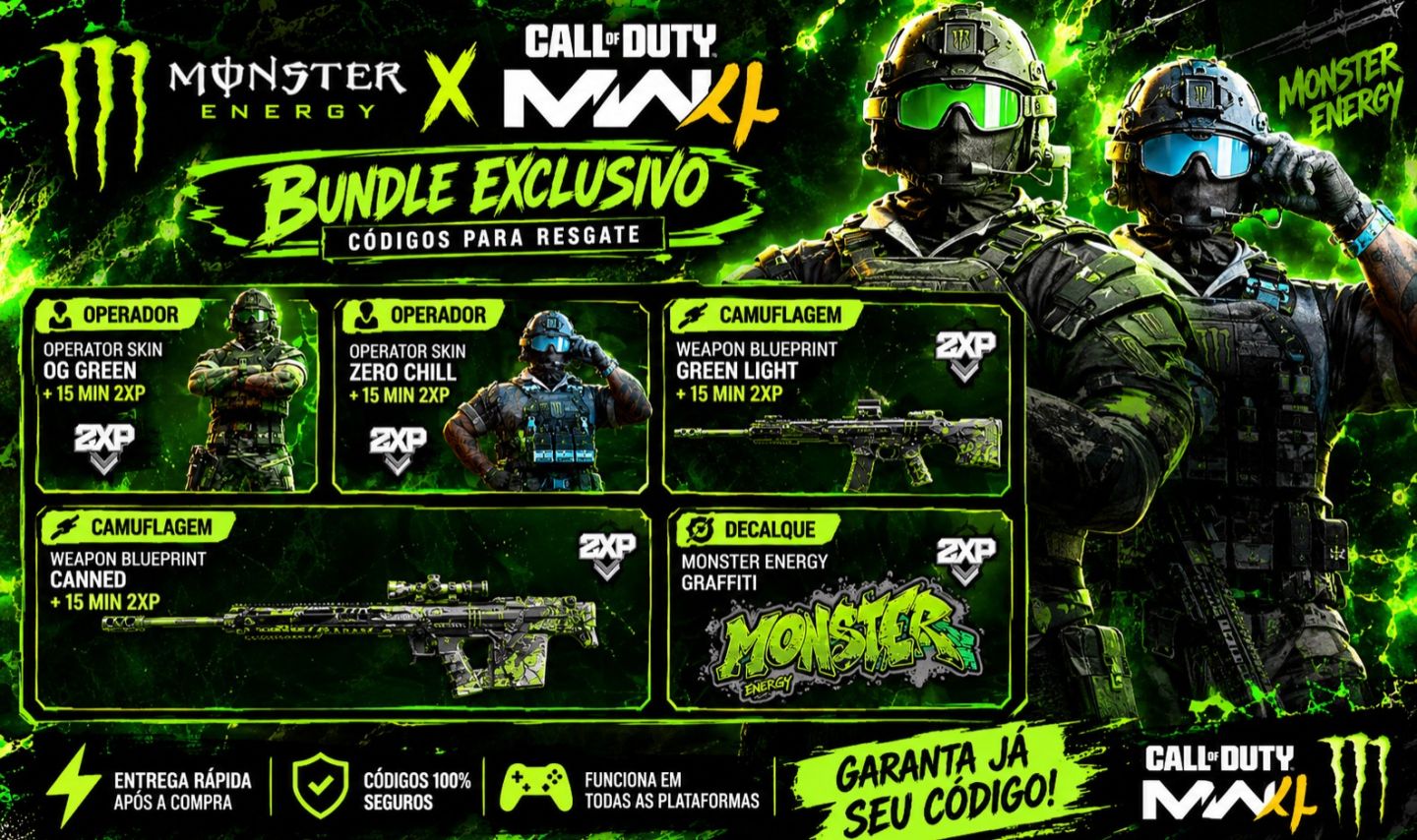 BUNDLE MONSTER ENERGY + COD MW4 | SKINS EXCLUSIVAS