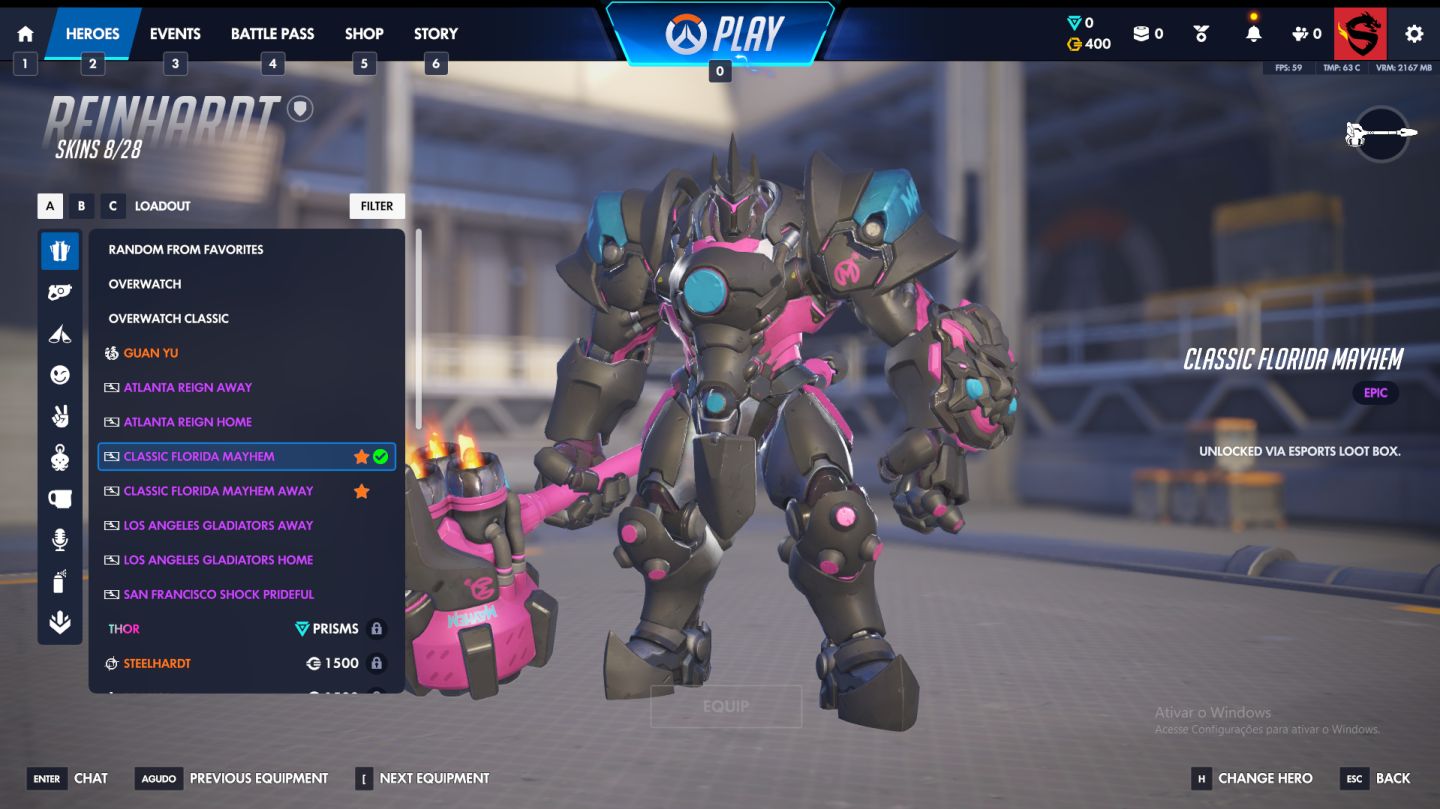 Conta Overwatch, +100 Skins OWL
