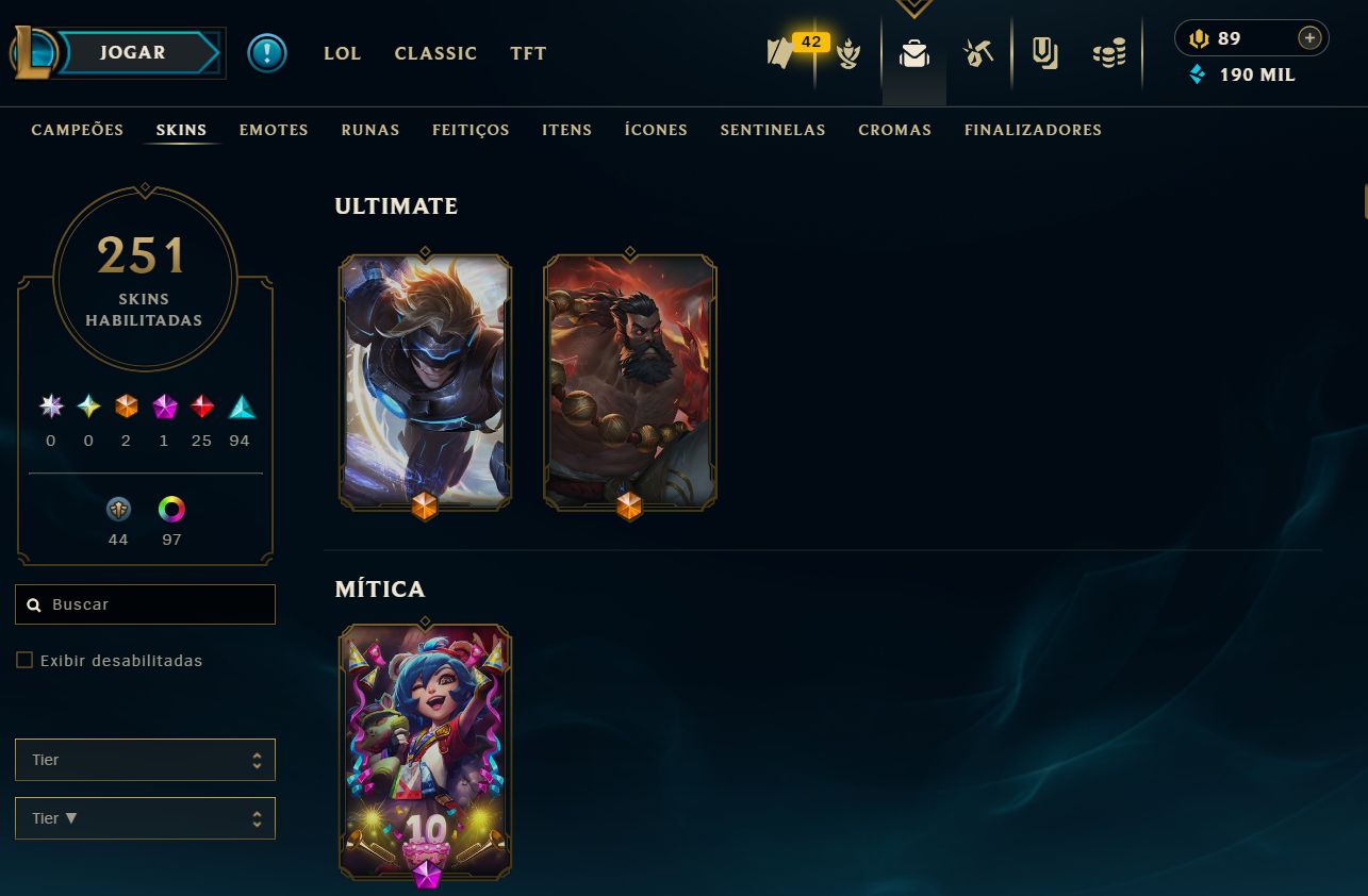 LOL CONTA LVL 732 | ESMERALDA IV | +200 SKINS | 25 LENDÁRIAS | TODOS OS CAMPEÕES