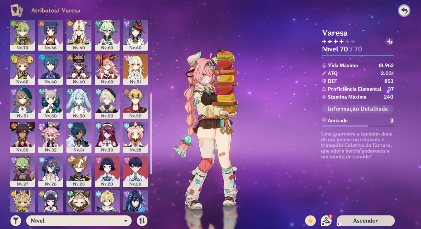 CONTA AR 57 | VARESA, FURINA, WRIOTHESLEY, YAE MIKO + 14 5 ESTRELAS