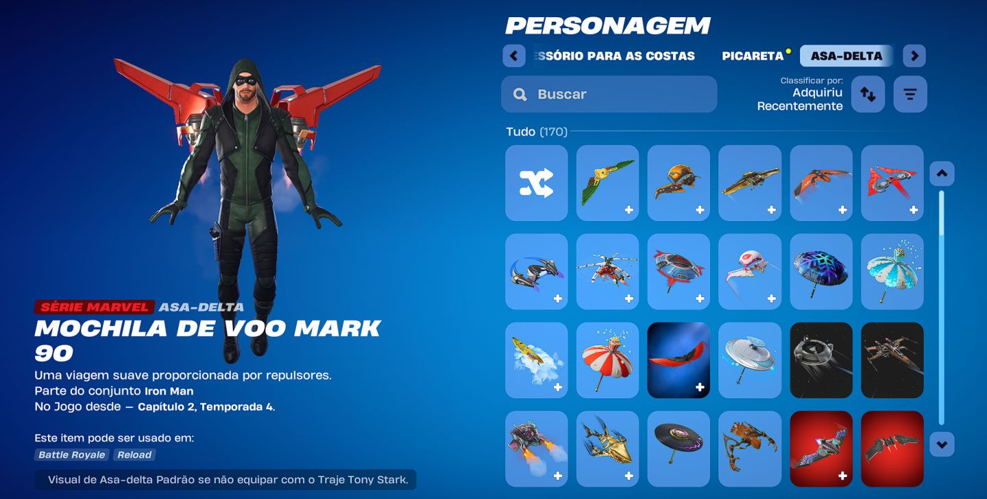 Conta fortinite skins (naruto)(kakashi)(doutor destino)(tony stark)(deadpool)