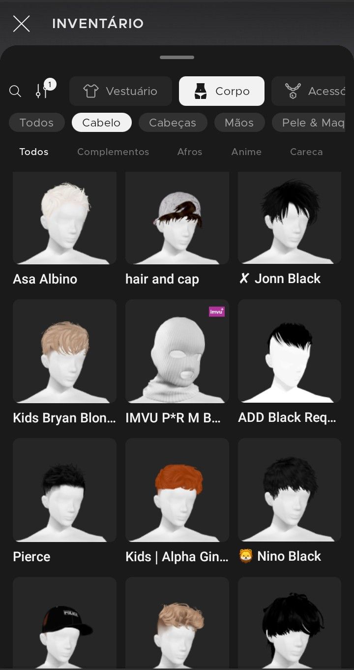 CONTA DO JOGO IMVU MASCULINA. POSSUI AP E AGE
