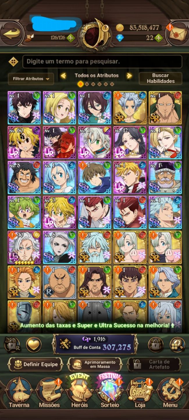 CONTA 7DS GC - NOVO MELIODAS NÊMESIS + UR +LR - COM DIAMANTES!!!
