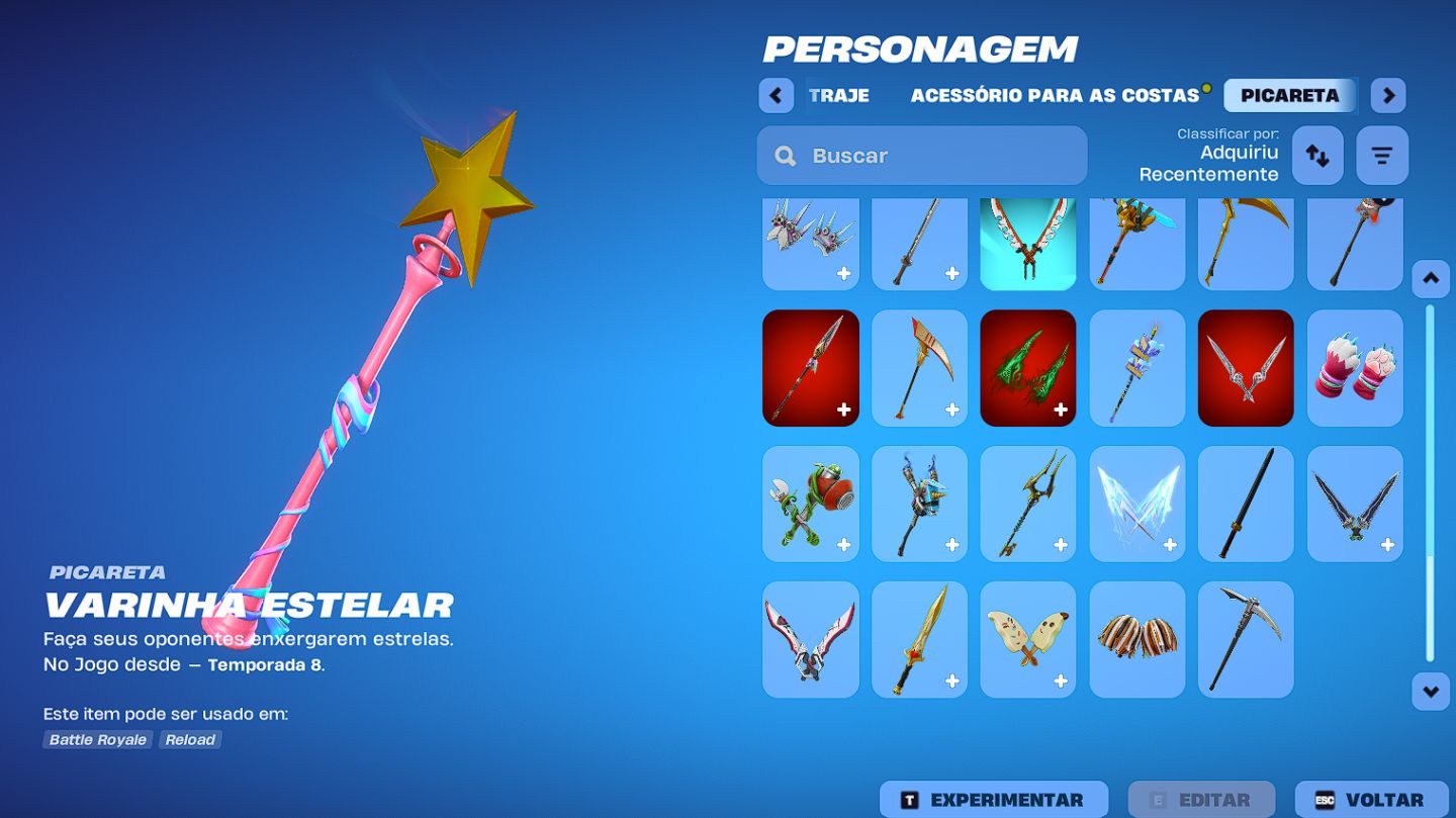 CONTA FORTNITE +200 ITENS - BAYMAX - VARINHA ESTELAR - 89 PICARETAS FULL ACESSO