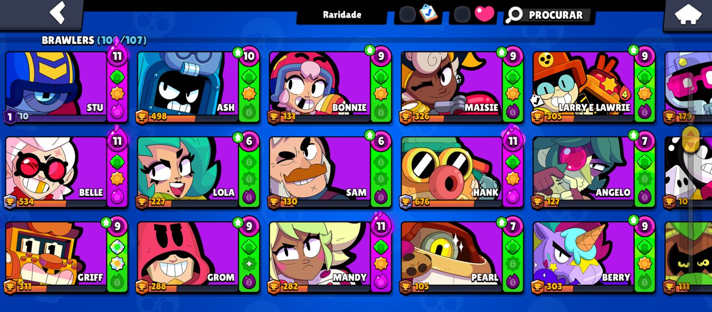 CONTA RARA DE BRAWL STARS COM MUITAS SKINS DE PARCERIA