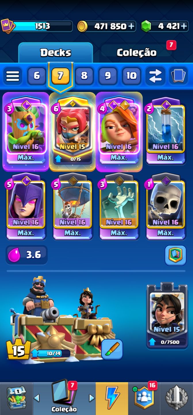 CONTA CLASH ROYALE NÍVEL 15 | 13.095 TROFÉUS | 4.400+ GEMAS | DECKS NÍVEL MÁ