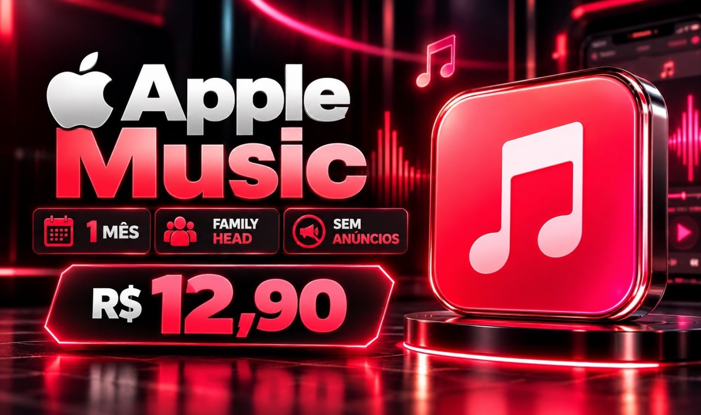 Apple Music Premium 1 Mês | Family Head | Sem Anúncios