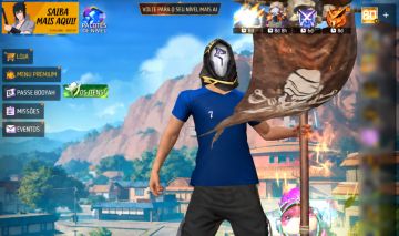 Conta de ff com punho e top criminal vermelho armas com tributos, conta level 74