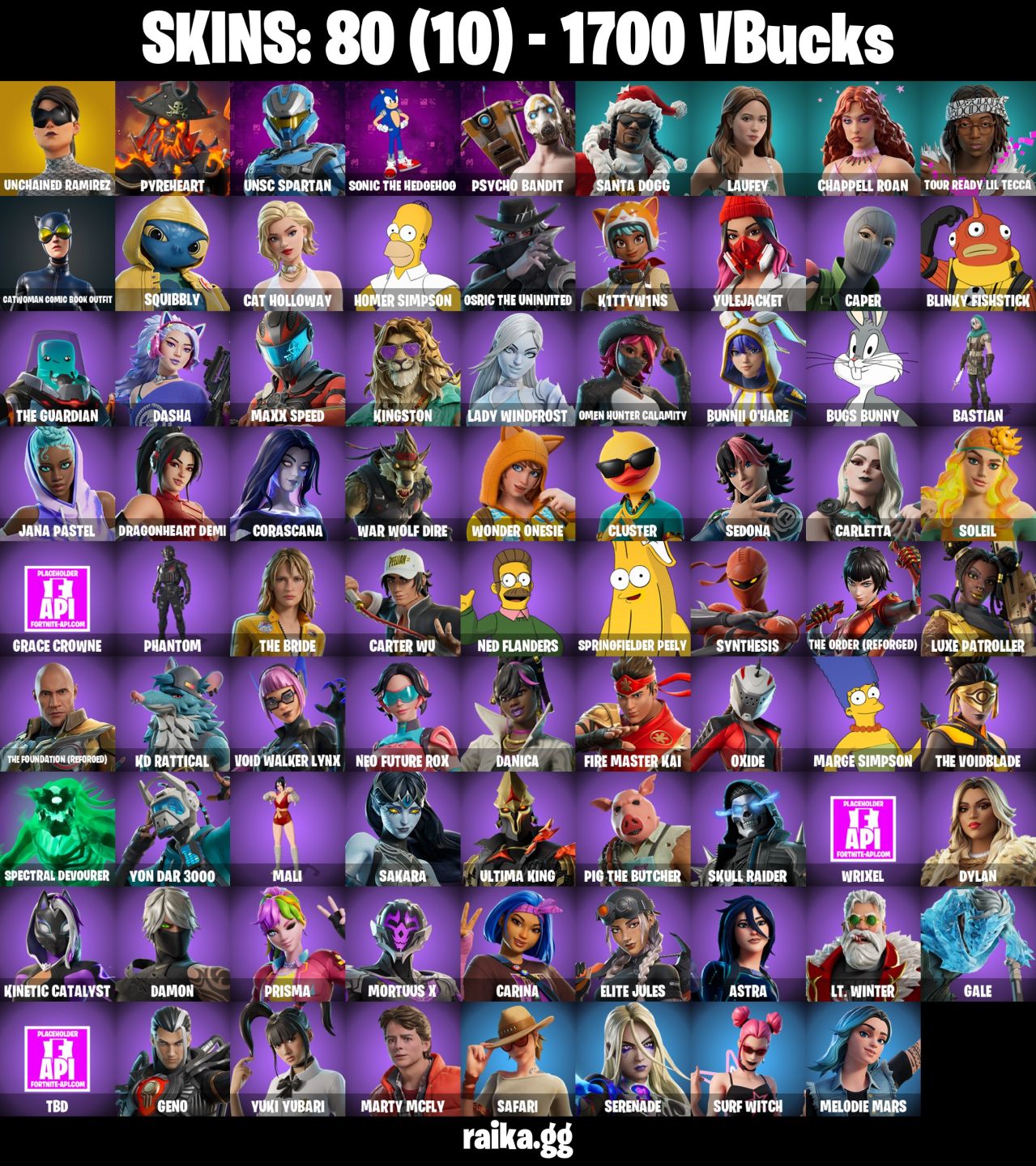 80 skins | Unchained Ramirez 1700 VBucks
