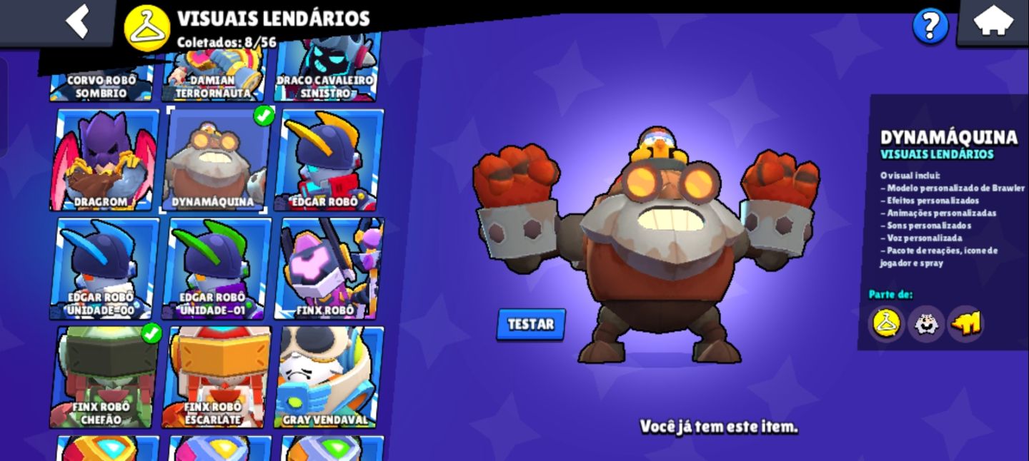 Brawl Stars 107/107 personagem e várias skins