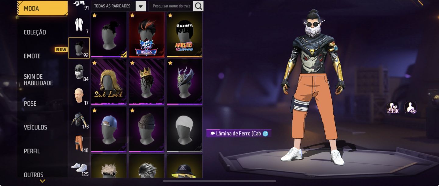 CORRE CONTA PERFEITA BARBA DO VELHO+SKINS DO NARUTO EVOLUTIVAS+SKIN LENDÁRIA