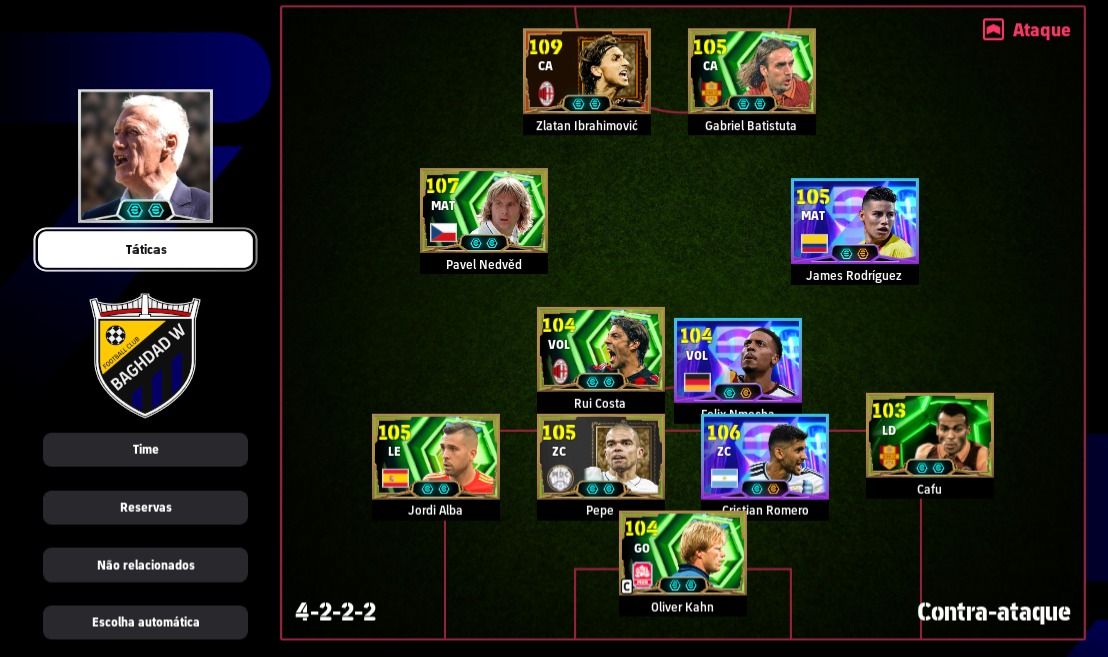 CONTA STEAM eFOOTBALL FORÇA 3213 | ZLATAN 109, NEDVD 107, BATISTUTA 105