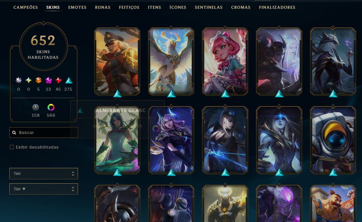 Conta de lol 2013 main sup, com skins de adcs e mid tbm o