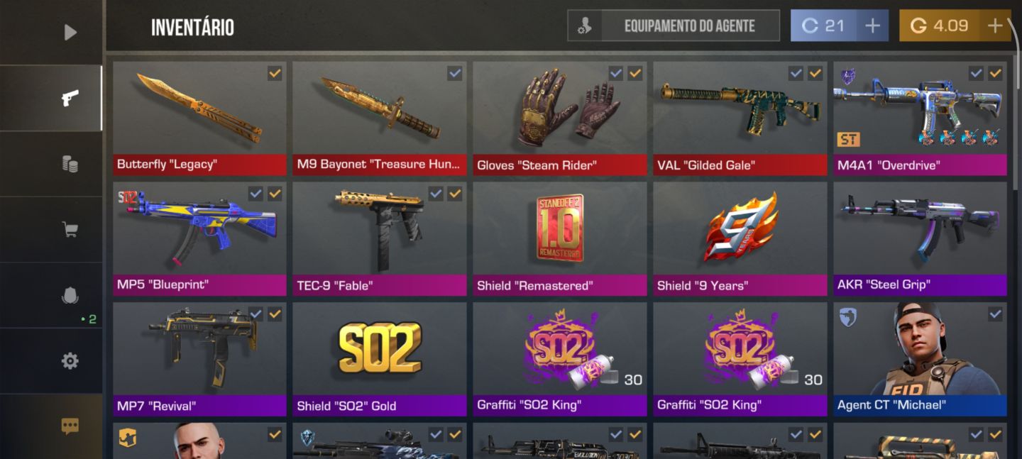 Conta de Standoof 2 com Kit Treasure Hunter e muito mais. o preço pode mudar