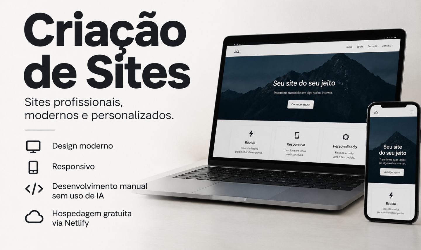 (DEV) Criação de Sites Profissionais, hospedagem gratuita inclusa. MENOR PREÇO