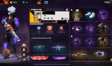 Conta De Free Fire Top Angelical Roxa Masculina ,Ump Att Xm8 Att Kakashi, Nv 65