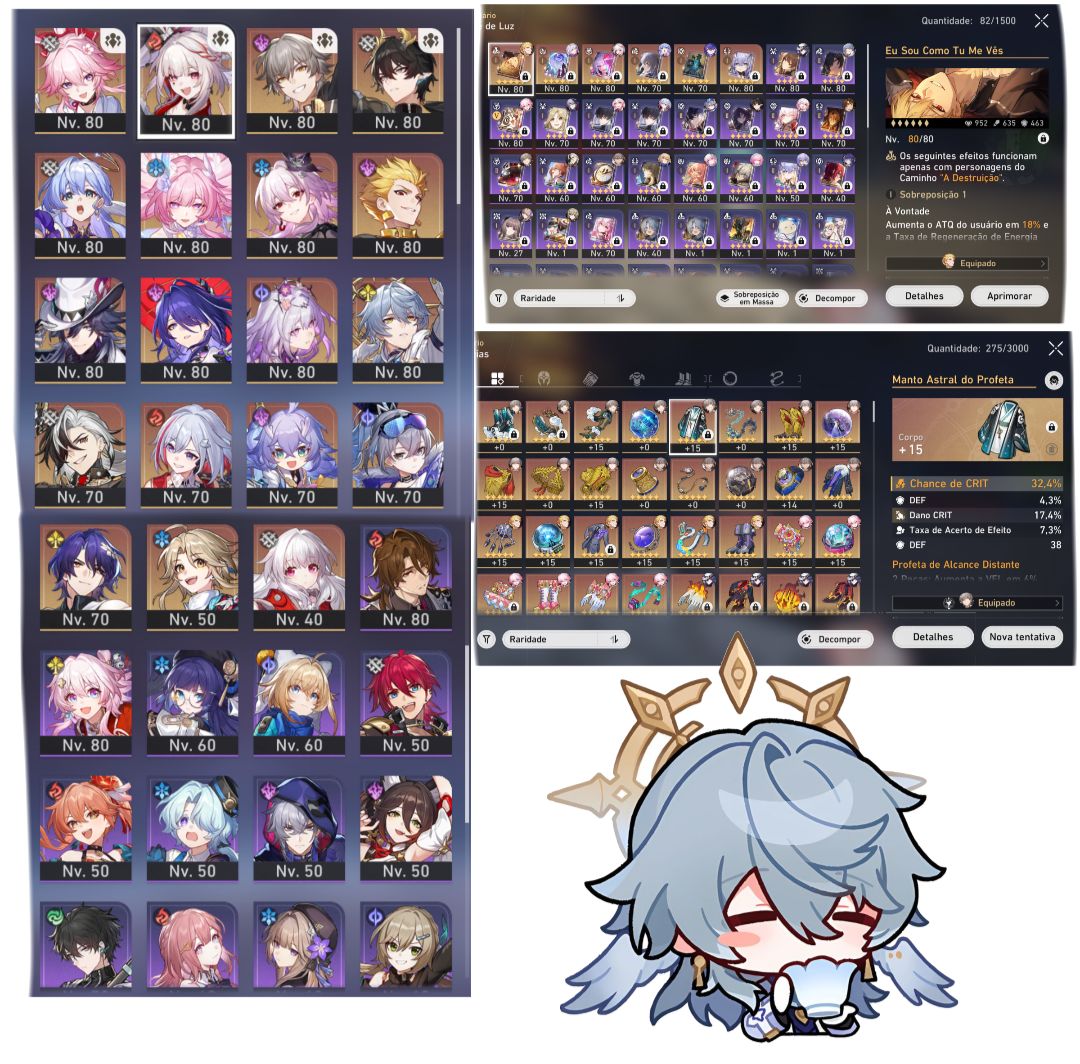 CONTA HOYOVERSE PREMIUM | GENSHIN + ZZZ + HSR | AR60 | ENDGAME | MUITOS T5 e +!