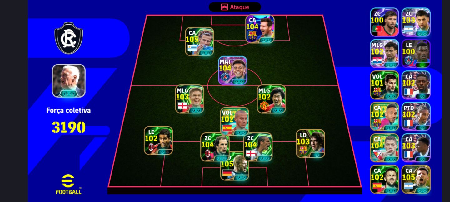 Conta efootball com Messi do Barça e time 3190