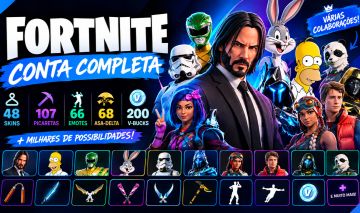 CONTA FORTNITE FULL [ENTREGA AUTOMATICA] | 48 SKINS | 107 PICARETAS | 66 EMOTES