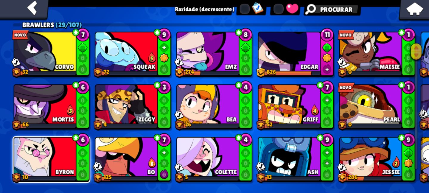 CONTA BRAWL STARS 2K TROFÉU - 29 BRAWLERS