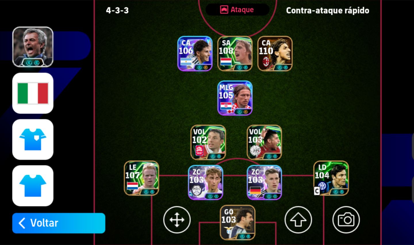 Conta Braba Full 3238 de Força com Ibrahimovic 110 e Johan Cruyff 108.