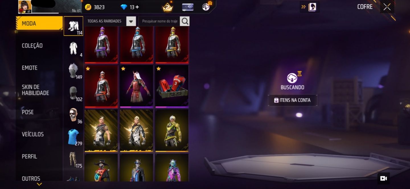 Conta Free fire level 61, Com Skin evolutiva e punho!