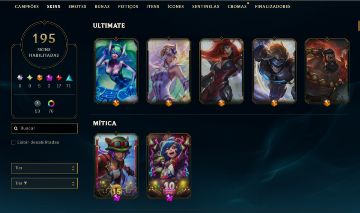 Conta LoL - Plat - +190 skins & Honra sem restrição