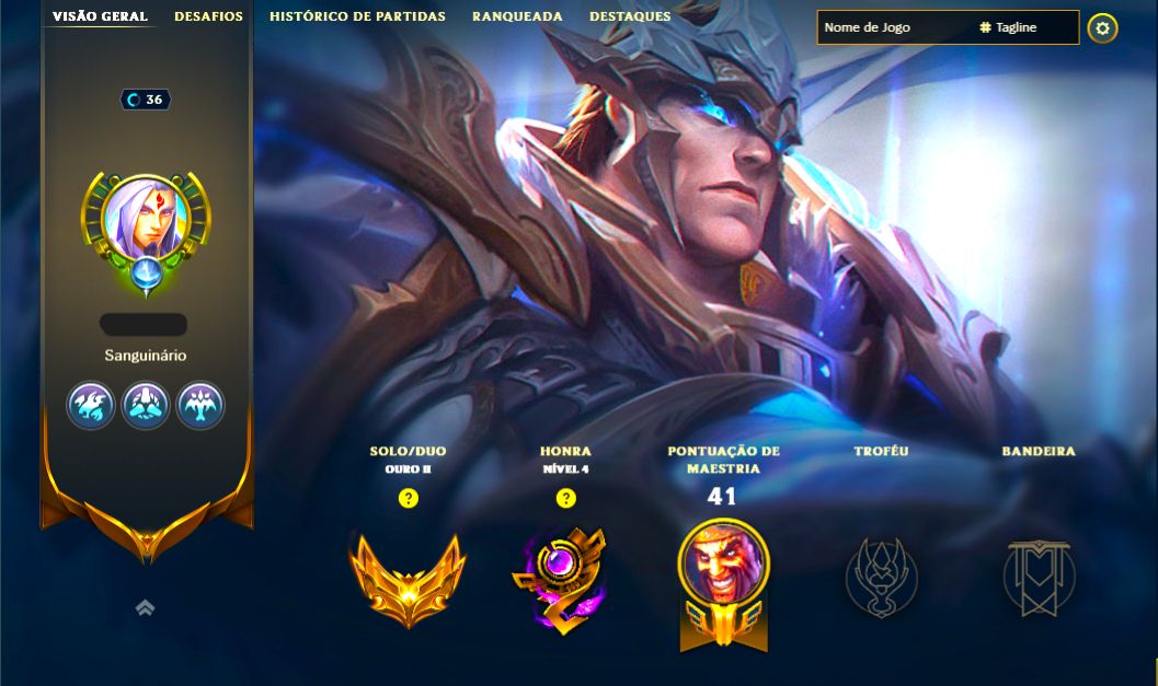 SKIN LENDÁRIA DEUS-REI GAREN + [ OURO 2 COM 75 PDLS ] + [ TROCA NICK ]