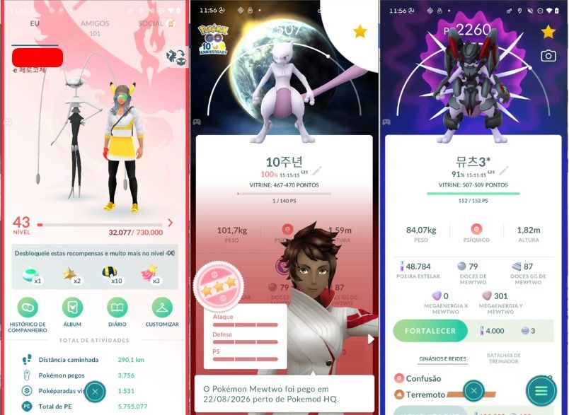 CONTA POKEMON GO LEVEL 43 | 80 LENDARIO | 21 BRILHANTE | 15 MEWTWO DE ARMADURA