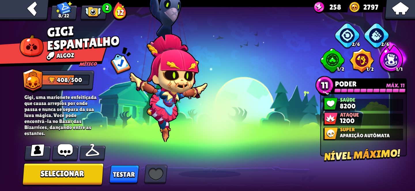 Conta de brawl star com skin lendária e mítico e 1 passe plus