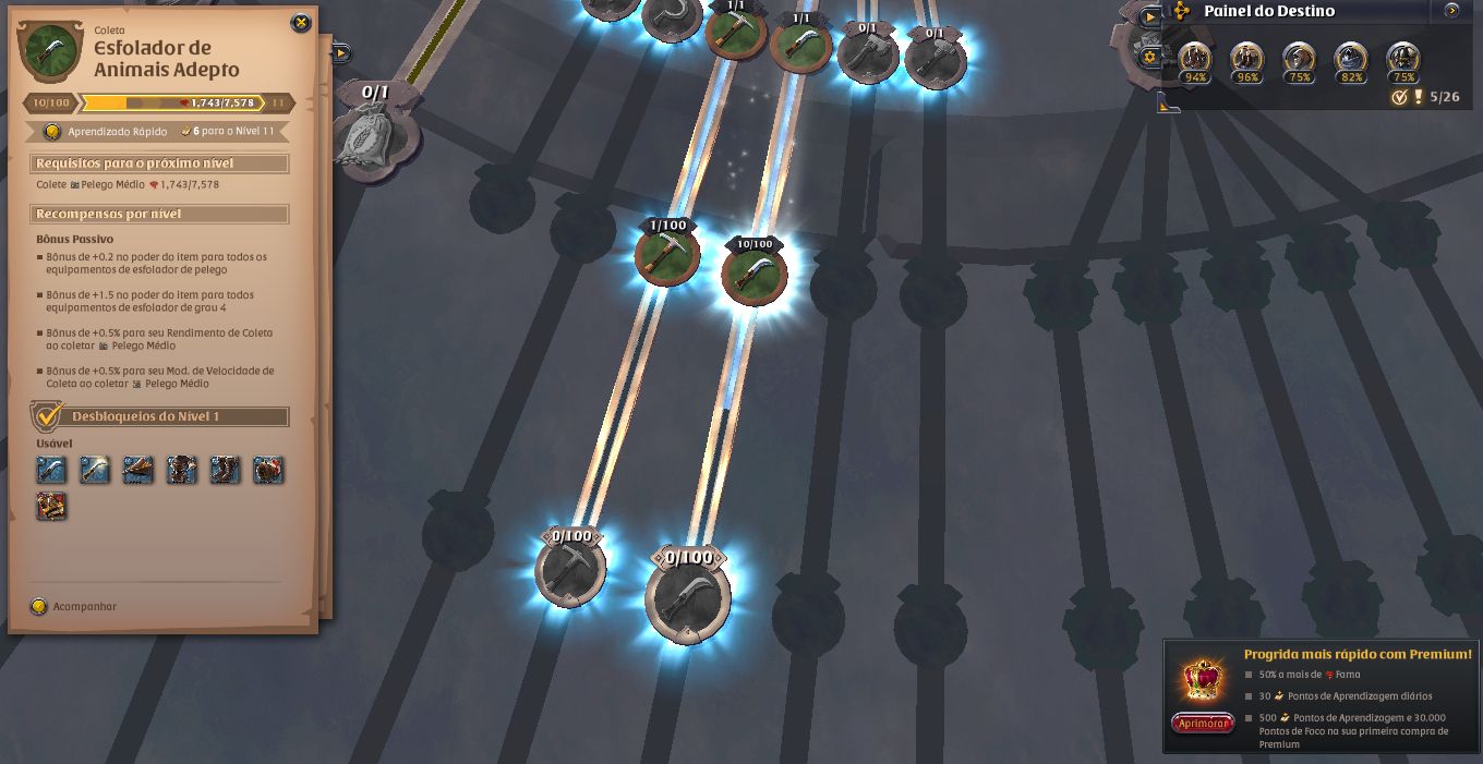 CONTA ALBION ONLINE SPEC EM ARCO E COLETA DE MINERIO E PELEGO T4