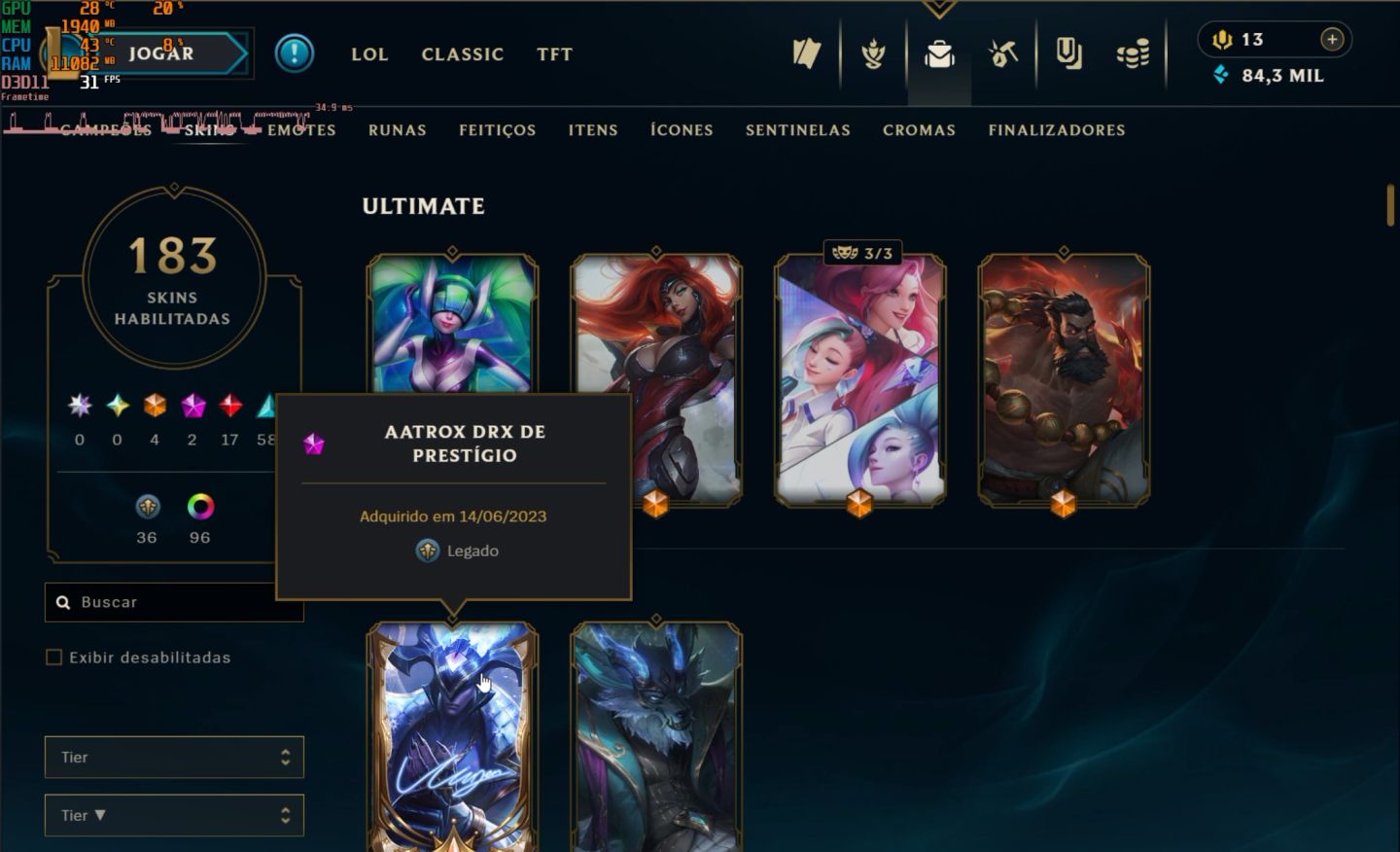 Conta Unificada Riot: Valorant Champions + Skins LoL Aatrox Prestígio + LoR