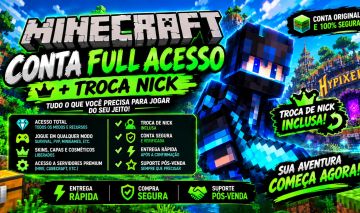 CONTA MINECRAFT FULL ACESSO + TROCA DE NICK INCLUSA