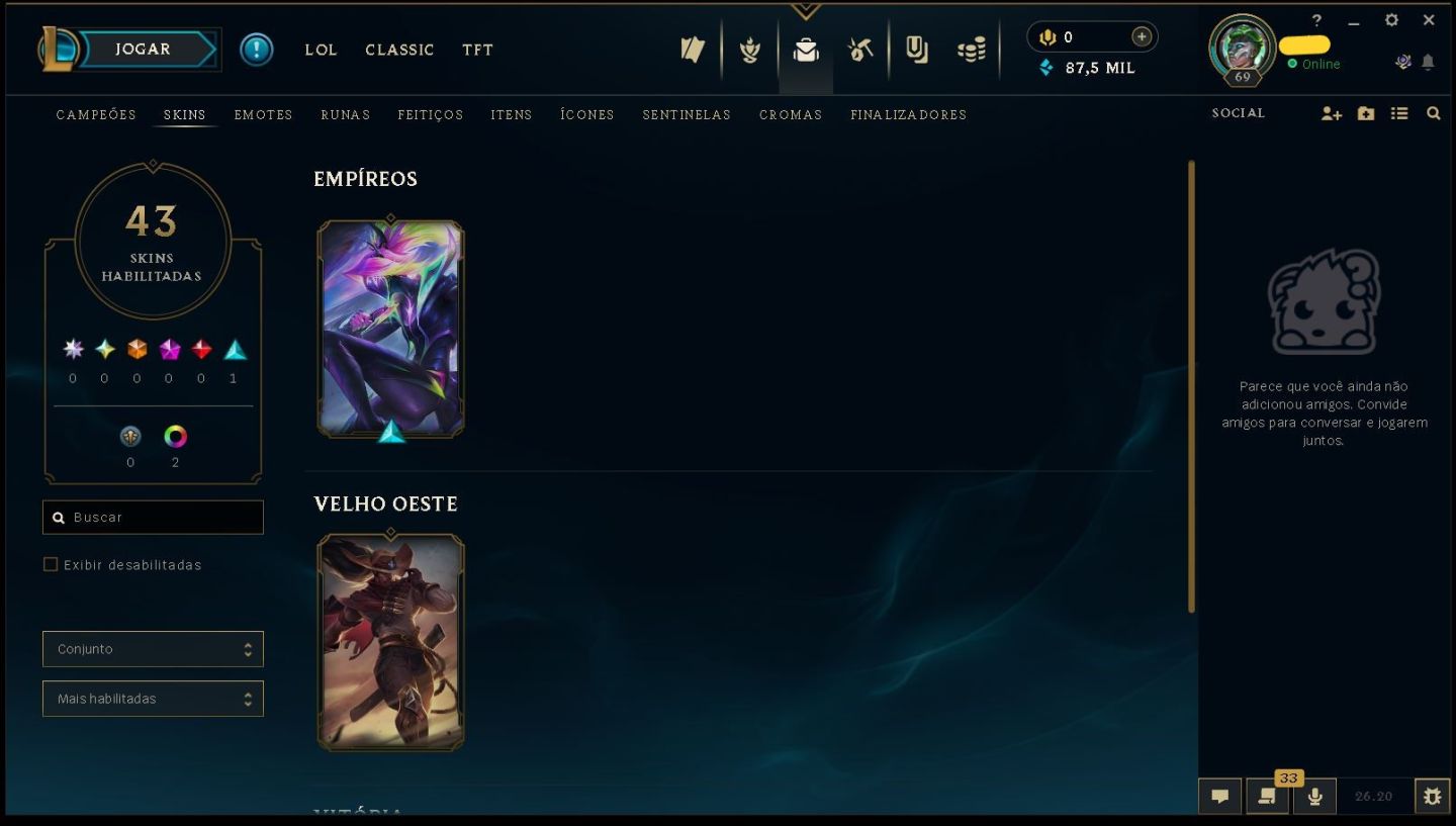 (100% SEGURA) CONTA SMURF - PLATINA 2 - 87,5K EA - SKINS - UPADA À MÃO
