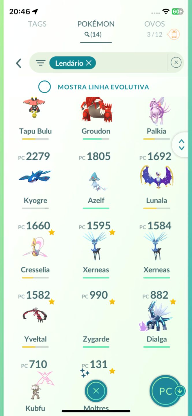 Conta Pokémon go com celebi e molares shiny