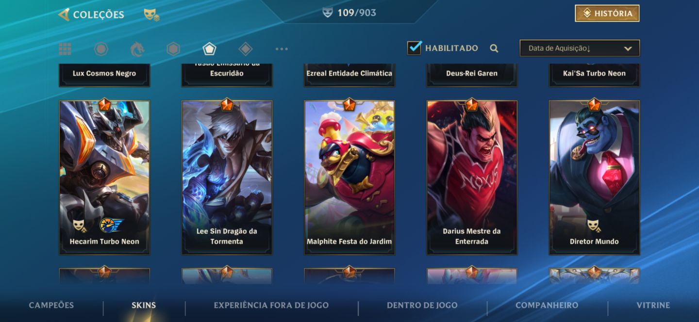 CONTA WILD RIFT EX-GM/ATUAL MESTRE MID E ADC 8 SKINS MITICAS