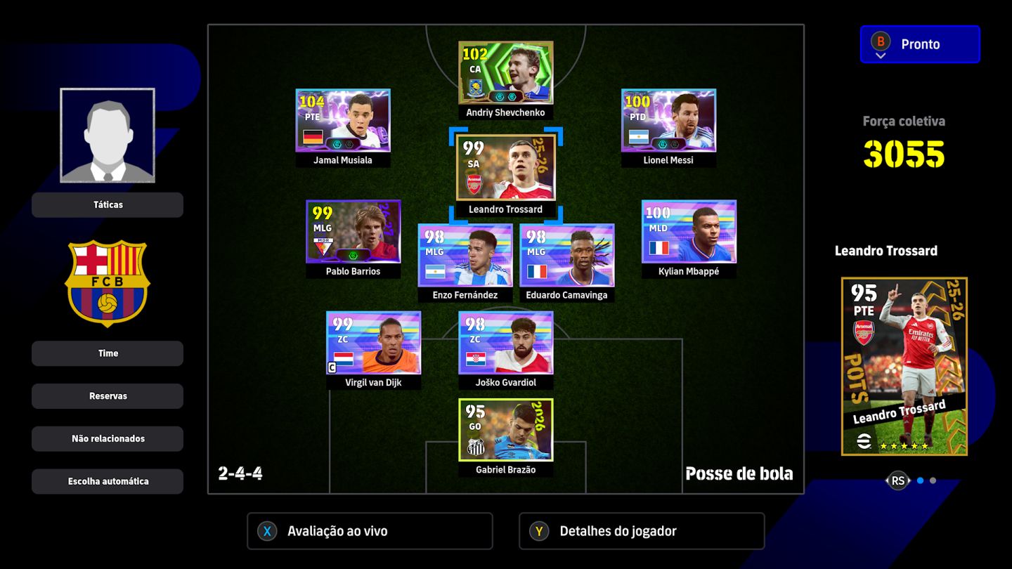 CONTA EFOOTBALL XBOX/PC PARA INICIANTE COM SHEVCHENKO, MUSIALA SHOW TIME E +100