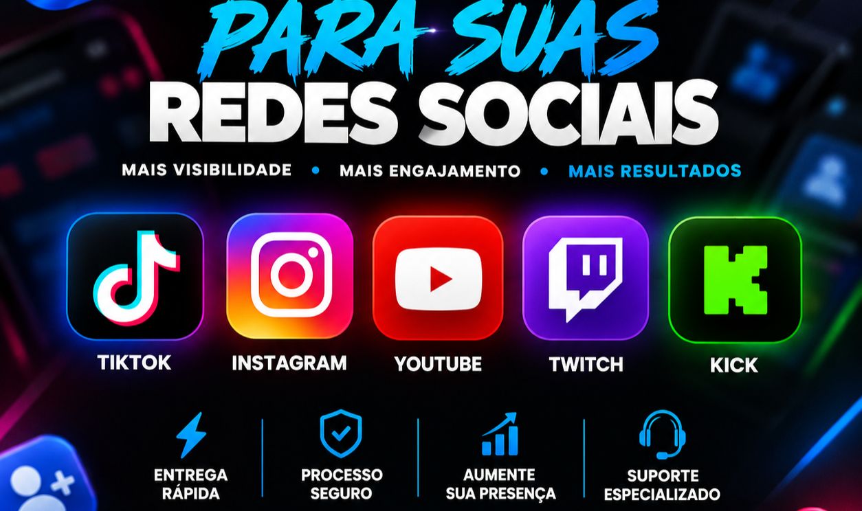 Seguidores para TikTok, Instagram, YouTube, Twitch e Kick