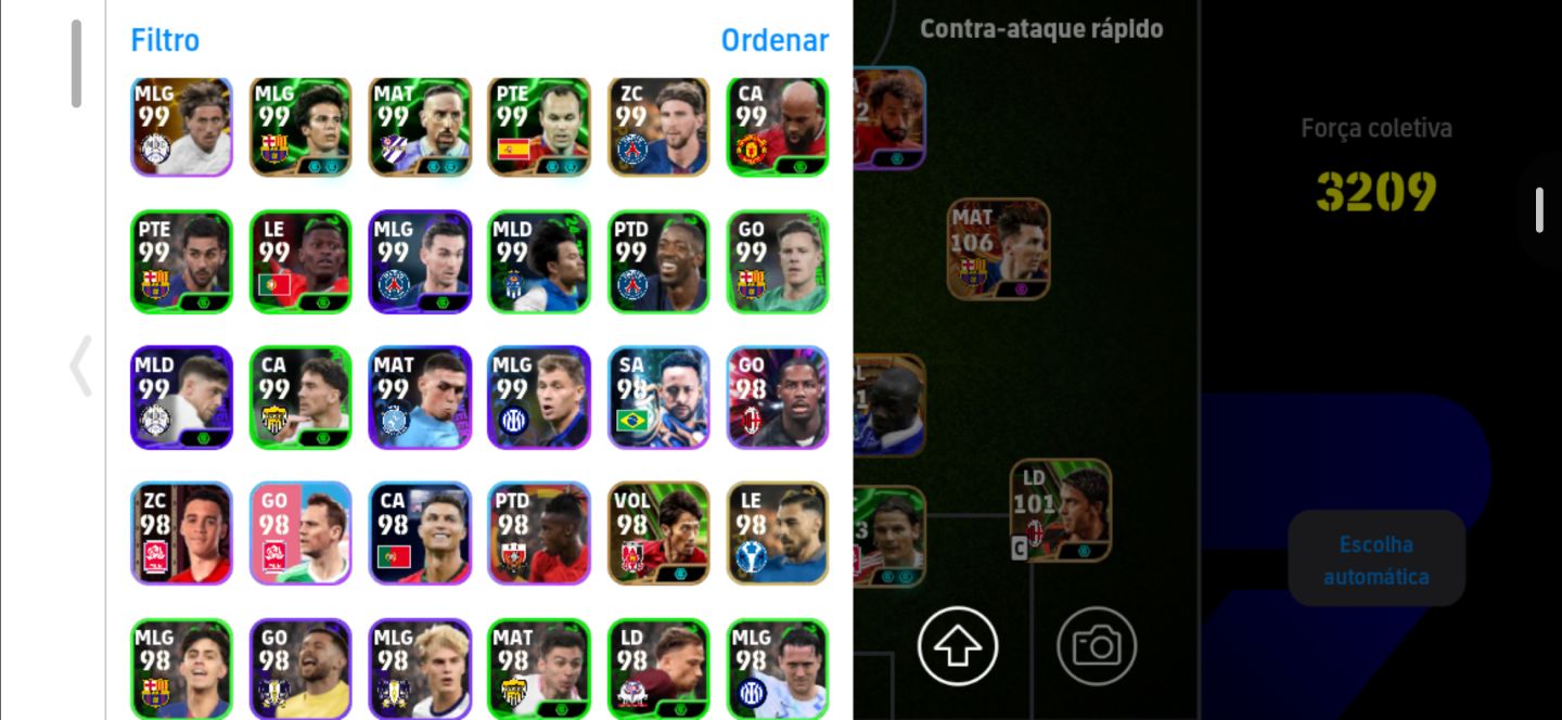 Conta Meta de Efootball Mobile com Salah Blitz, Bale Novo, Messi BigTime e Cruyf