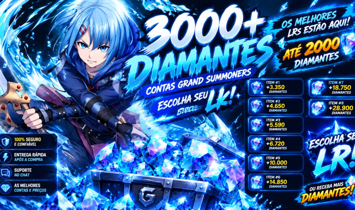 GRAND SUMMONERS | 3000+ DIAMANTES | ESCOLHA SEU LR | GLOBAL