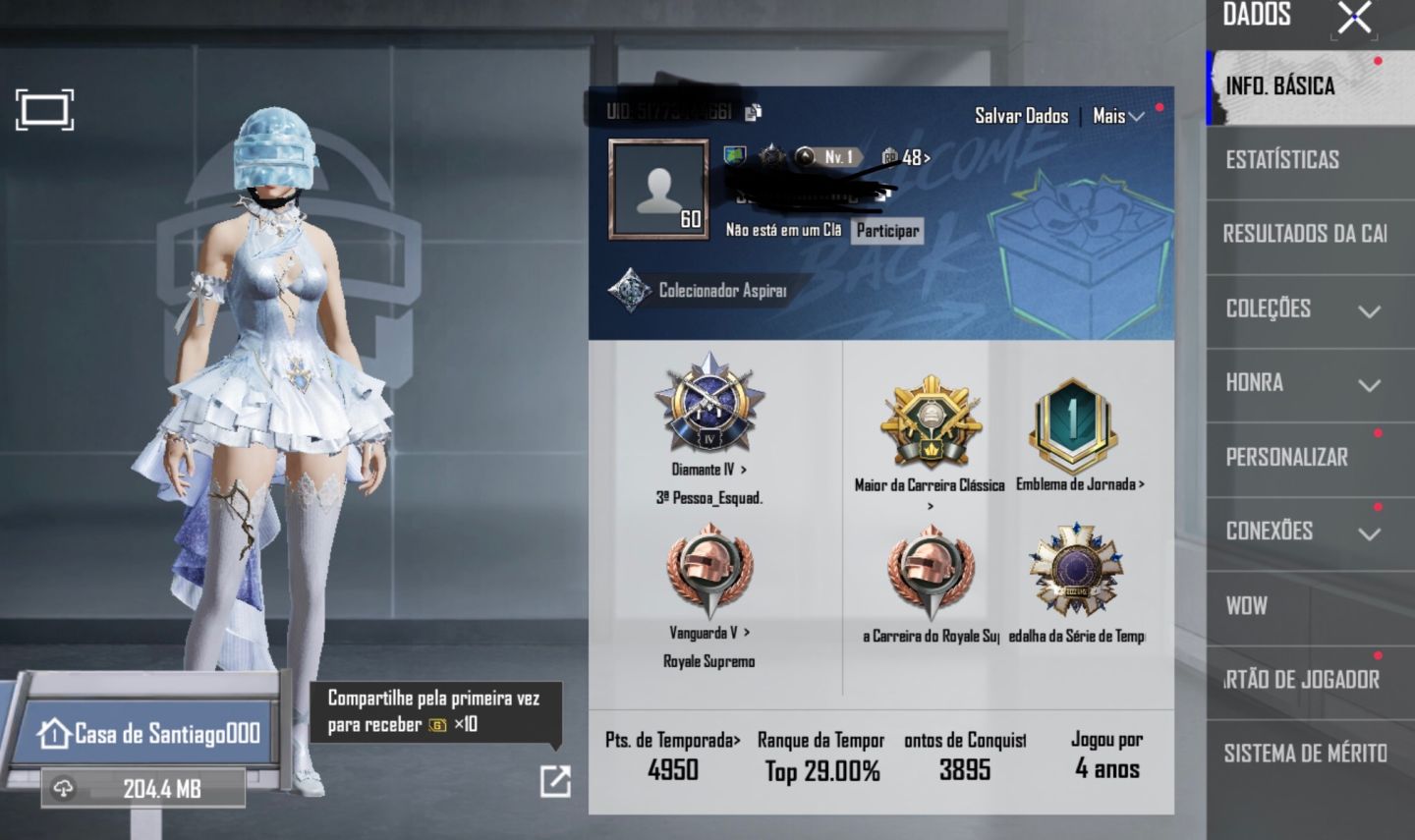 Conta de pubg móbile com alguns passes comprados