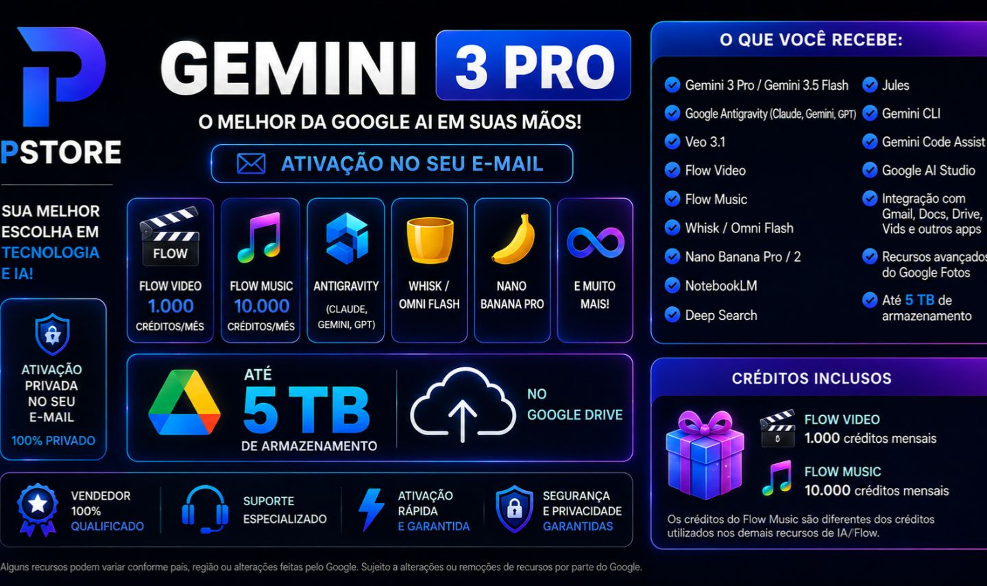 Gemini 3 Pro + Antigravity + 5 TB + Nano Banana | NO SEU E-MAIL! | 30 DIAS